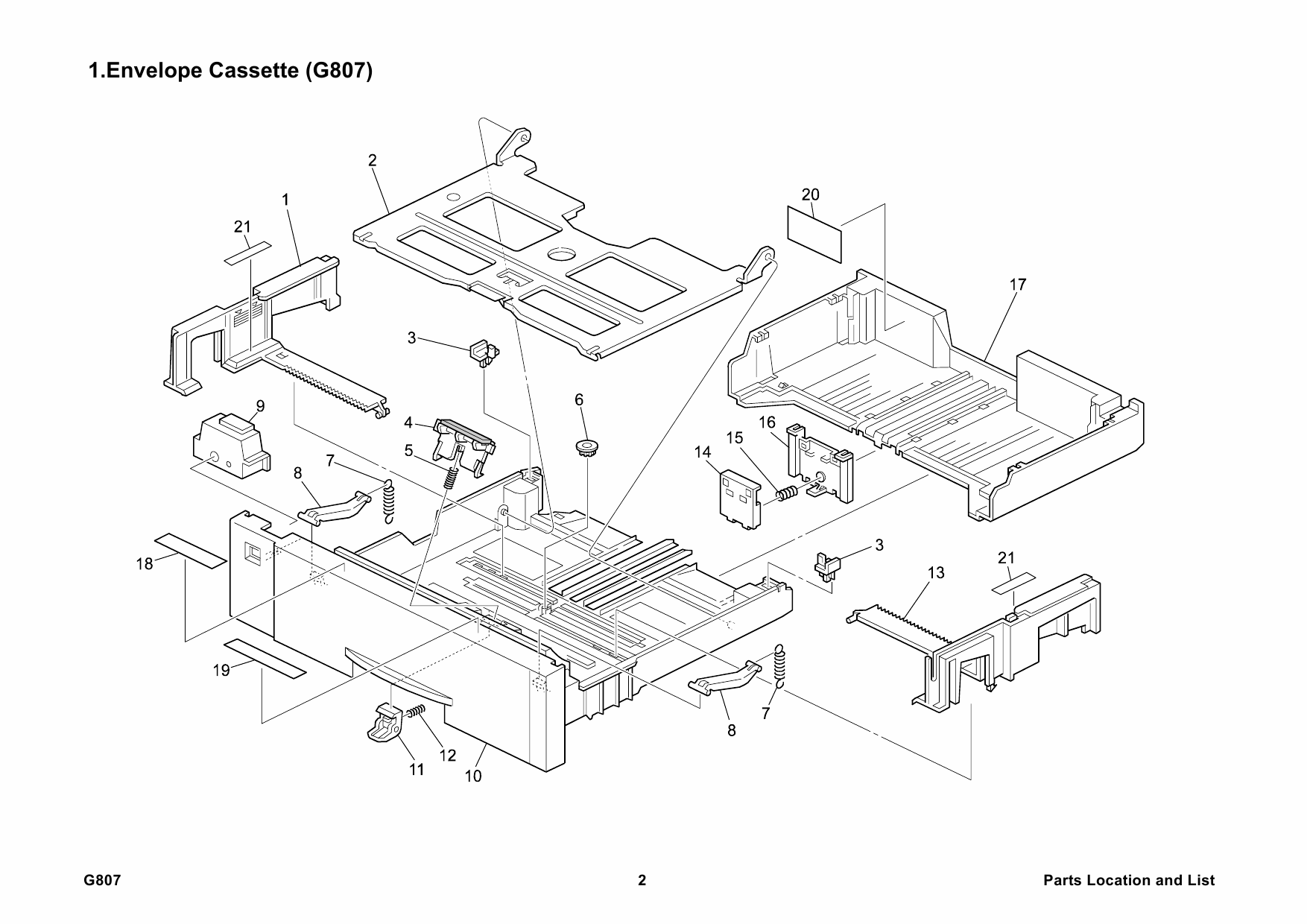 RICOH Options G807 ENVELOPE-FEEDER-TYPE-610 Parts Catalog PDF download-2